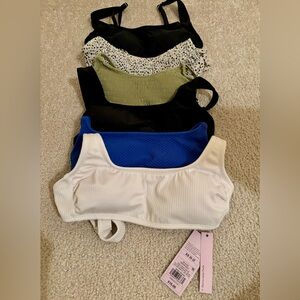 Exhilaration XS bathing suit tops set of 6. White one new with tags.